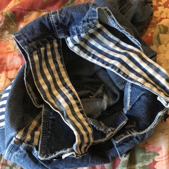 VINTAGE Euro Disney size 18 Month Denim Overalls Patches & Plaid Inserts UNISEX - Picture 13 of 16